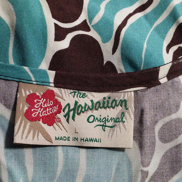 Hilo Hattie dress L Brown green white Hawaii Aloha - Picture 5 of 8